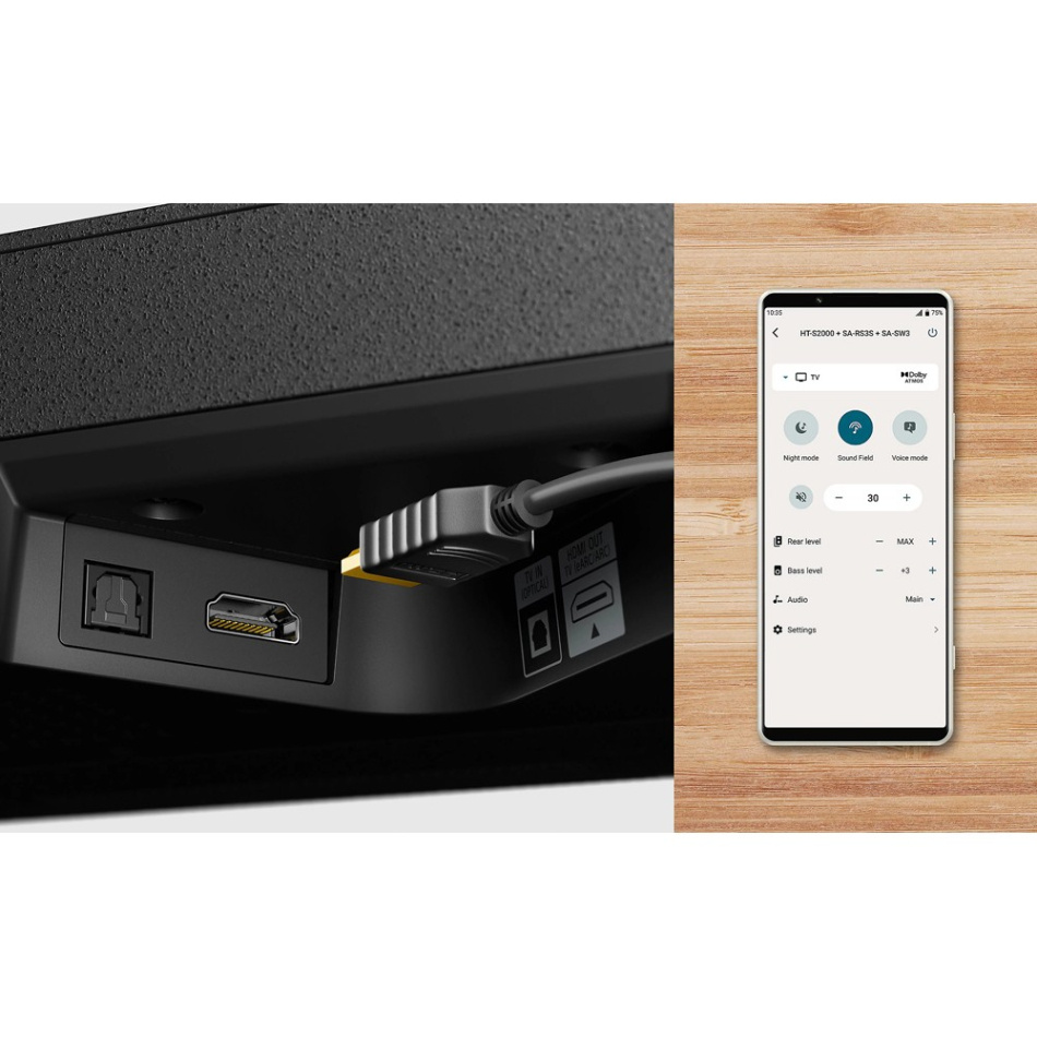Sony HT-S2000 soundbar med Arcound Edge Bluetooth-högtalare