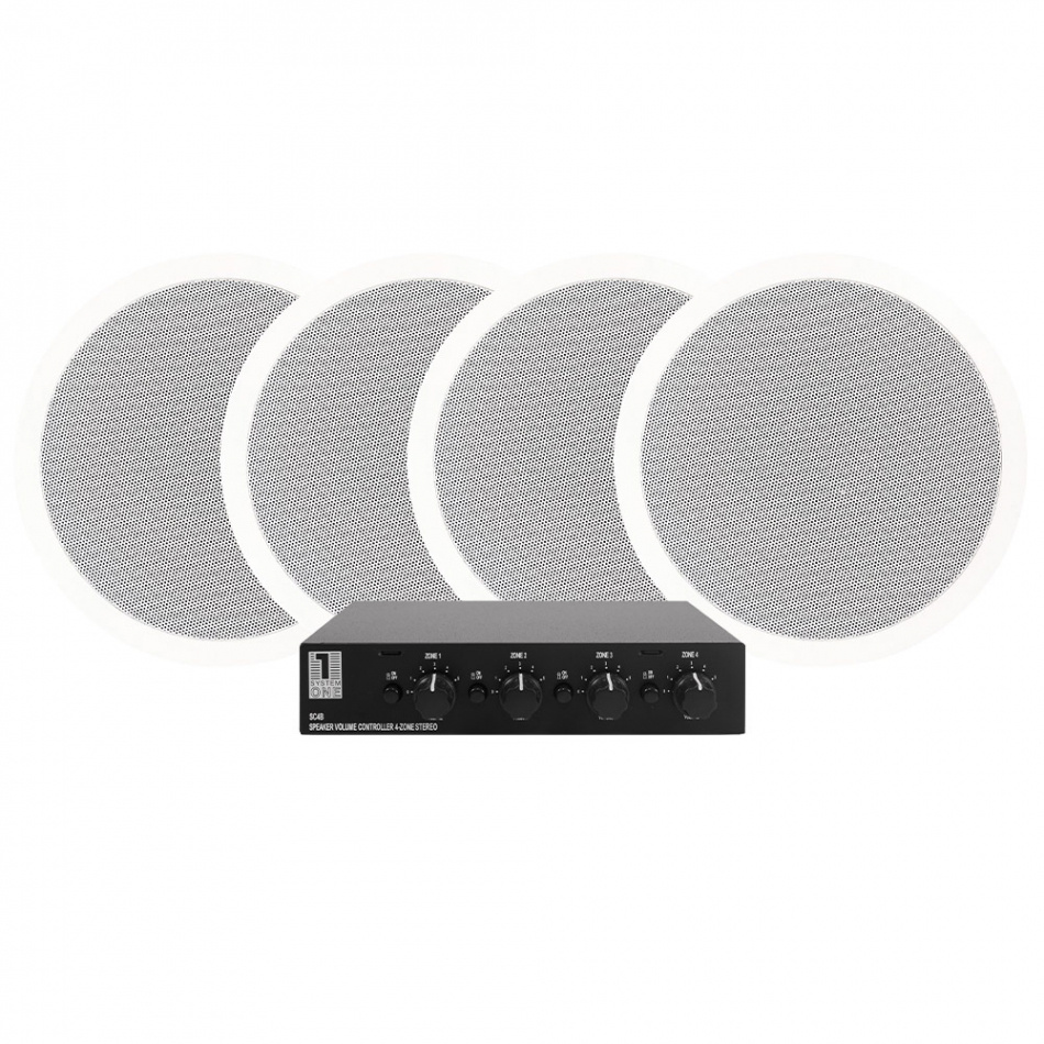 System One SC4B högtalarväxel & 2 par DLS IC611 Inbyggnadshögtalare