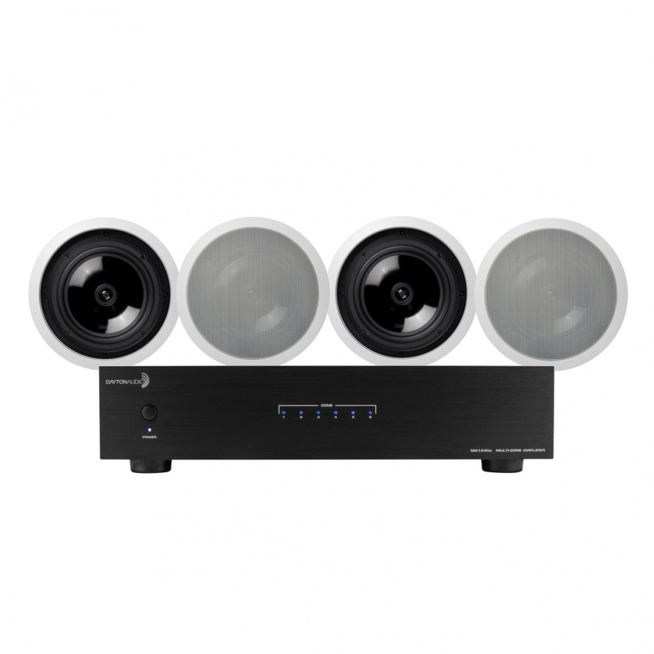 Dayton Audio MA1240a & 2 par Magnat ICP82 Inbyggnadshögtalare