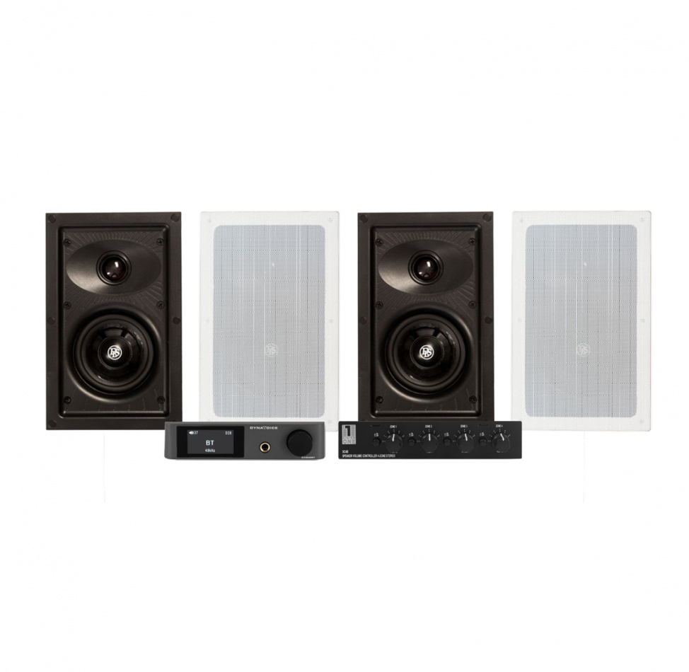 Dynavoice CA802BT med SC4B & 2 par DLS IW2.4 Inbyggnadshögtalare