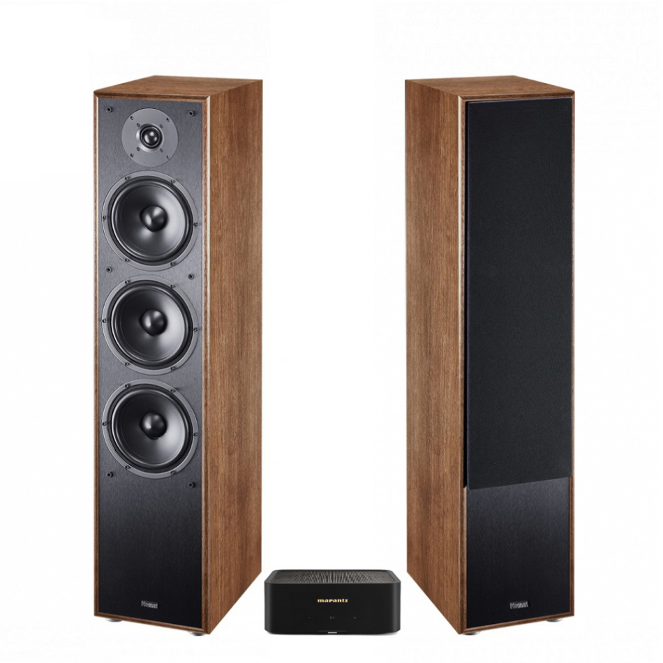 Marantz Model M1 & Magnat MS70 Valnöt Stereopaket Golvhögtalare