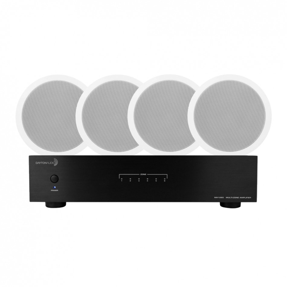 Dayton Audio MA1260 & 2 par System One IC820 Inbyggnadshögtalare