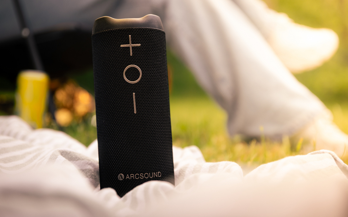 Arcsound NOVA bärbar Bluetooth-högtalare med IPX6-klassning, svart 2-PACK