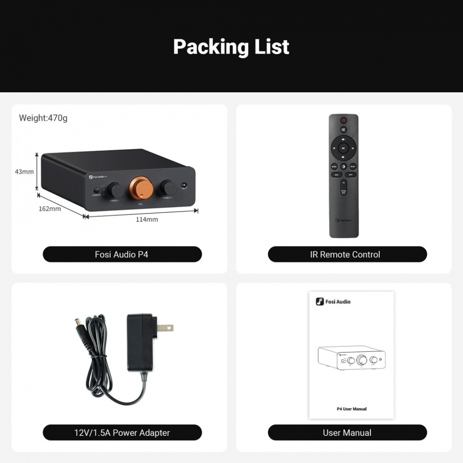 Fosi Audio P4 försteg med dubbla V3 Mono, kompakt stereokombo