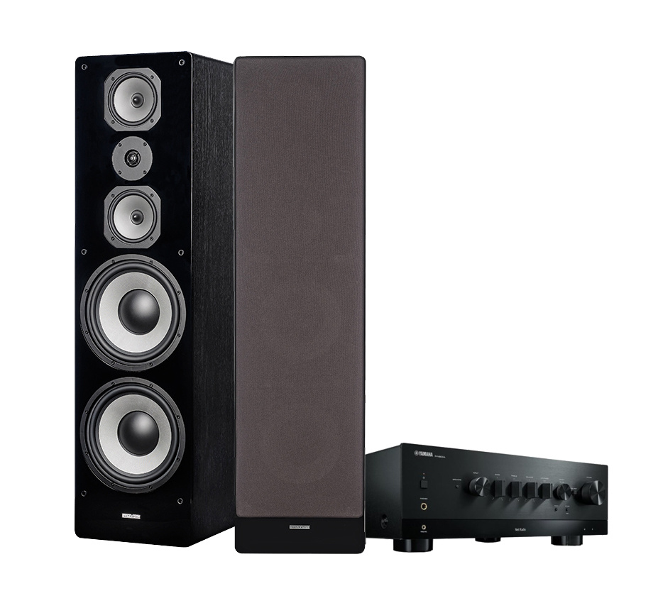Yamaha R-N800A & Dynavoice Challenger M-105 EX v4 Svarta Stereopaket Golvhögtalare
