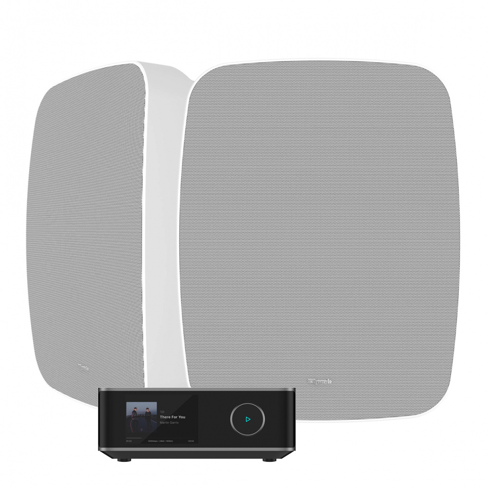 Wiim Amp Ultra & Klipsch RSM-800 Vita Utomhushögtalare Stereopaket