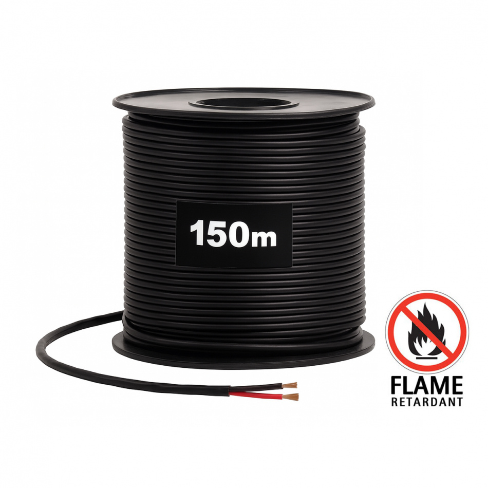 Supra Skyflex 2x1.6 FRHF högtalarkabel svart, 150 meters spole