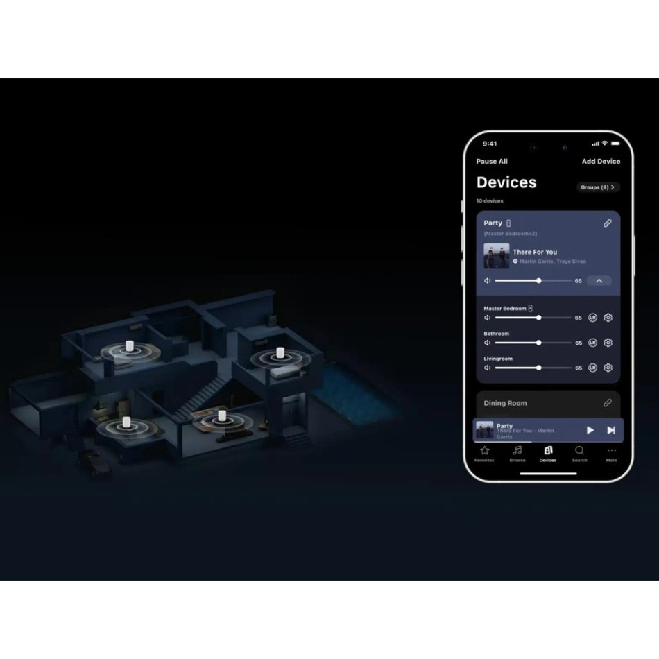 WiiM Sound Lite streaminghögtalare med AI RoomFit, vitt 2-PACK