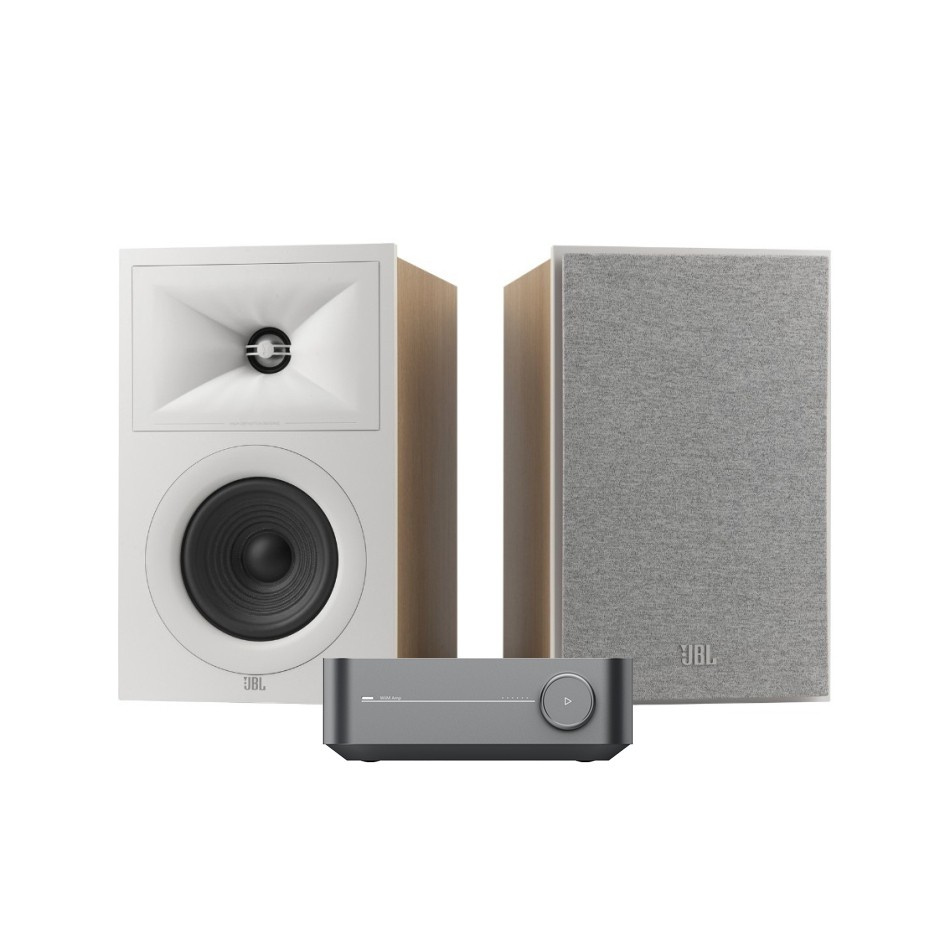WiiM Amp Pro & JBL Stage 250B Latte Stereosystem med streaming