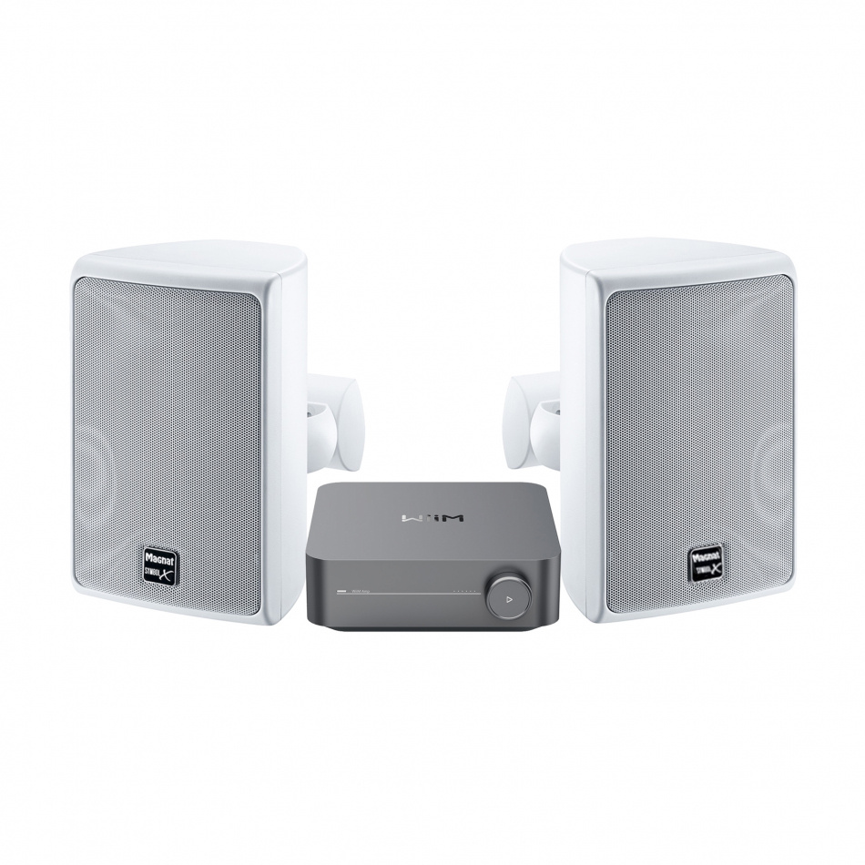 WiiM Amp & Magnat Symbol X130 Vita Utomhushögtalare Stereopaket