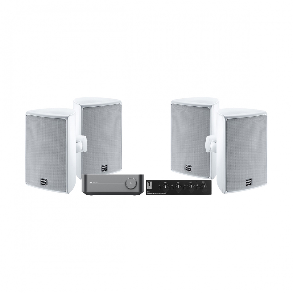 Wiim Amp med SC4B & 2 par Magnat Symbol X130 Vita Utomhushögtalare