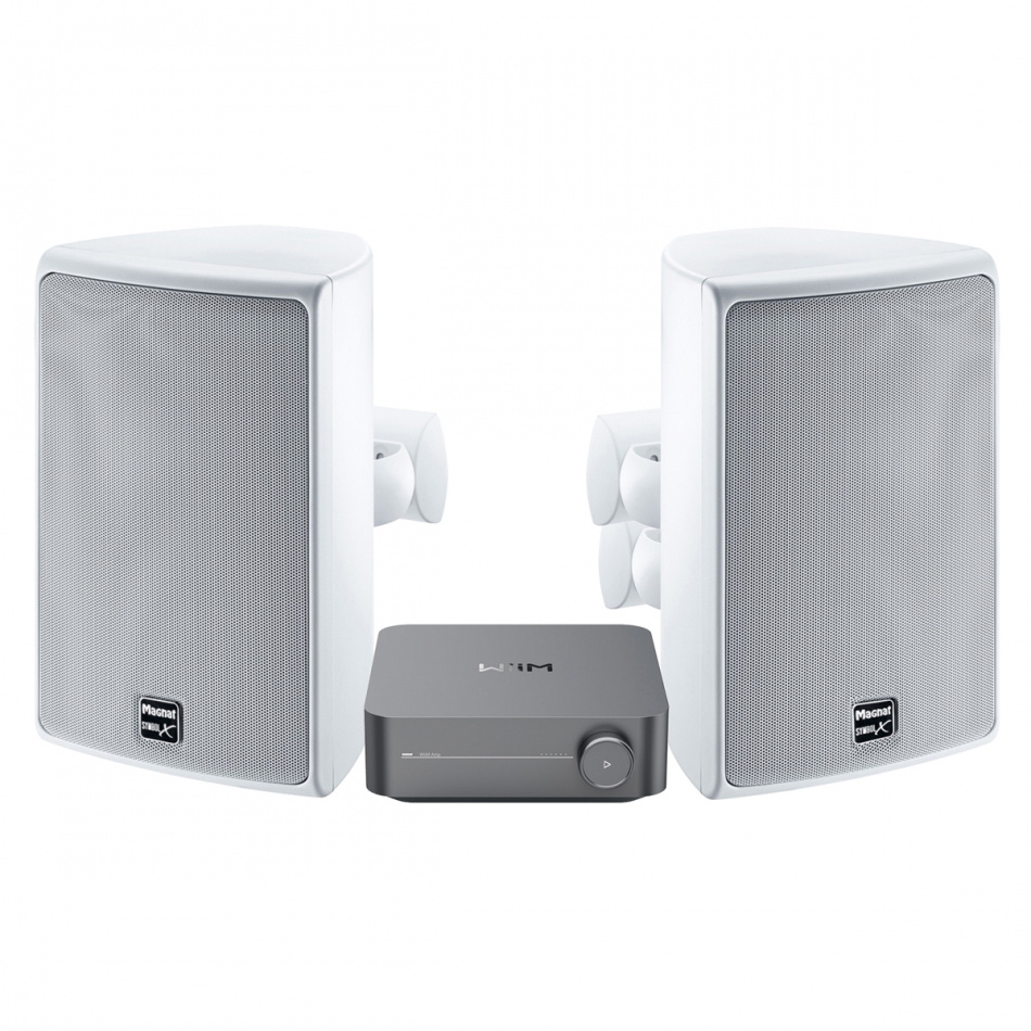 WiiM Amp & Magnat Symbol X160 Vita Utomhushögtalare Stereopaket