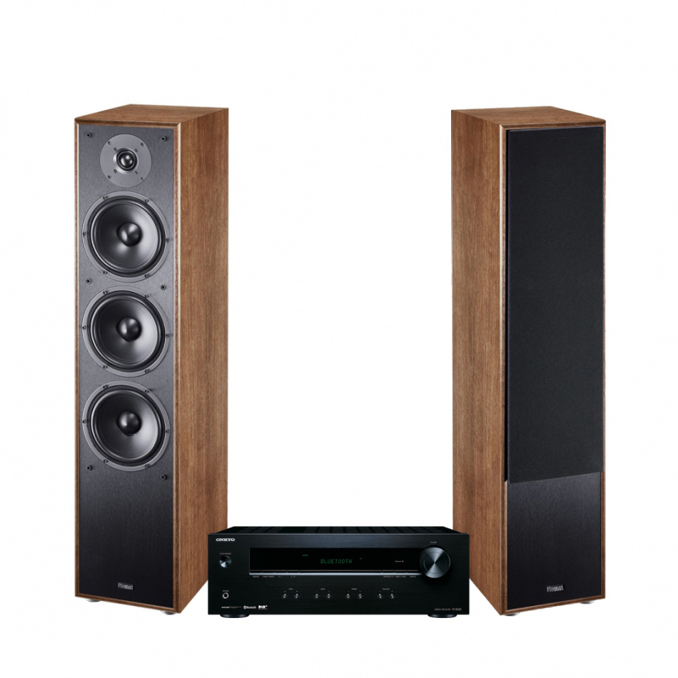Onkyo TX-8220 & Magnat Monitor S70 Valnöt Stereopaket Golvhögtalare