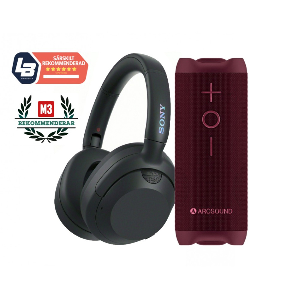 Sony ULT Wear WH-ULT900N hörlurar med Arcsound Edge Bluetooth-högtalare